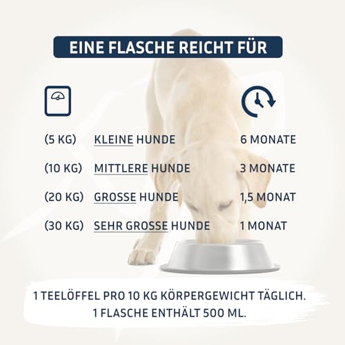 PetFokus Premium Omega-3 Lachsöl für Hunde - 100% reines Öl, köstlicher Geschmack, für alle Rassen und Alter - in Deutschland produziert