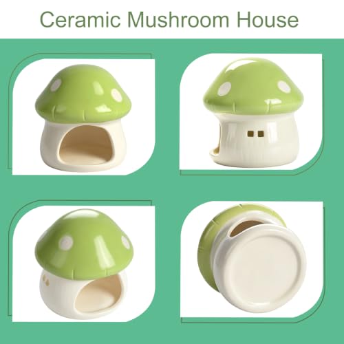 Image of Ceramics Mushroom House Aquarium Decor, Betta Fish Tank Accessories Landscape Decoration, Small Shrimp Goldfishes Habitat Hut Pleco Smalland Breeding Hide Caves Toad House - Green
