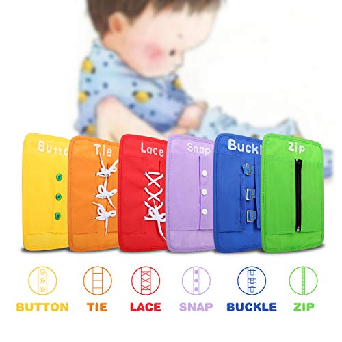 Learn to Tie Your Shoes Dressing Board Montessori Mobile Sensory Board Travel Therapist Life Skills Development Toy - Zip,Button,Snap,Buckle,Lace & Tie for Preschool Toddler 2-8 Years Old - Image 5