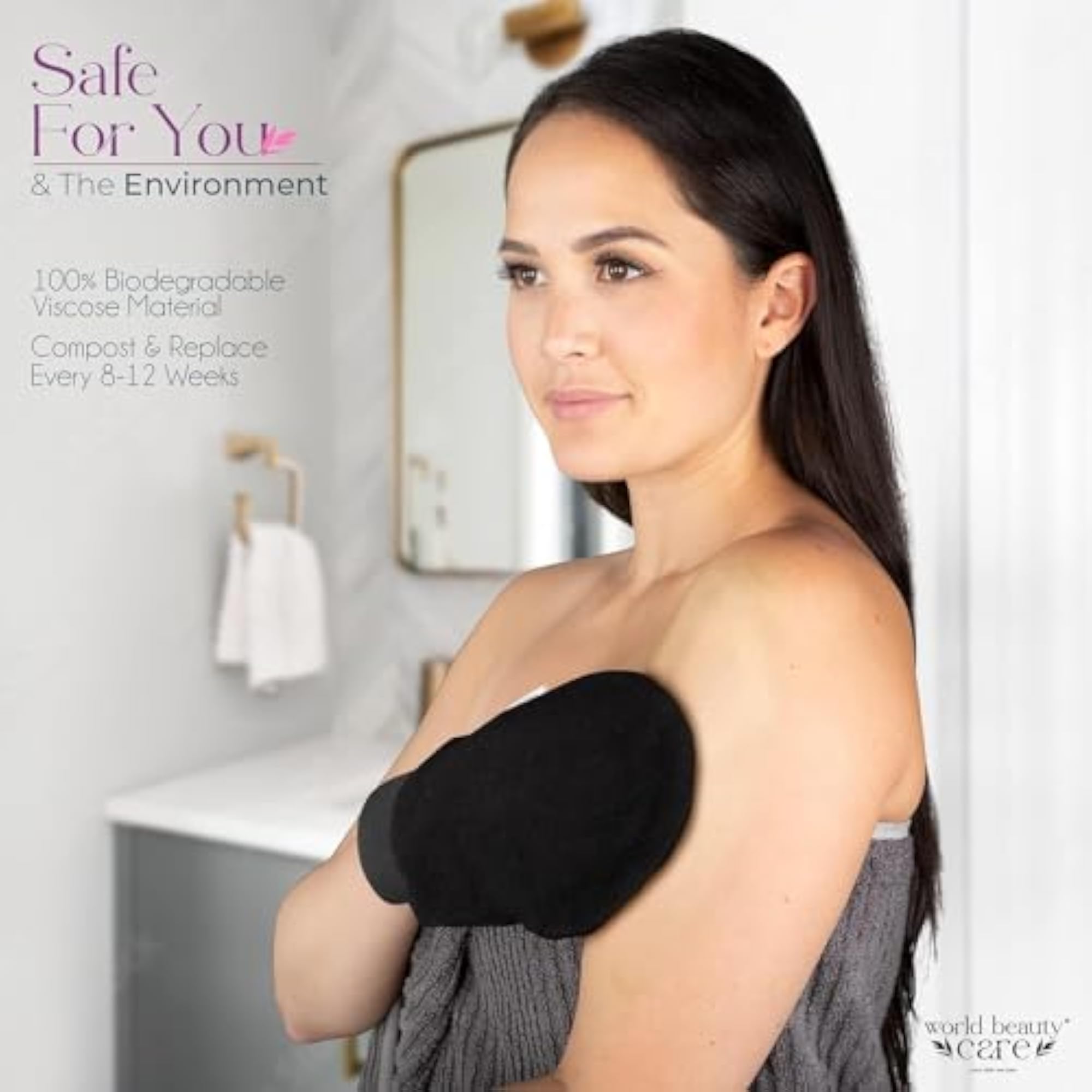 Exfoliating Glove, Double-Layered Body Glove for Dead Skin Removal
