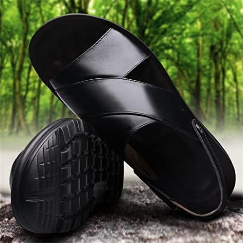 Men Genuine Leather Sandals Outside Cow Leather Slippers Soft-Soled Male Casual Sandals Non-Slip(40)3