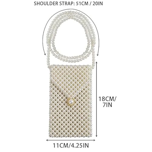Image of SHESRA Luxury Pearl Chain Bag Purse, Shoulder Crossbody Evening Bag for Party