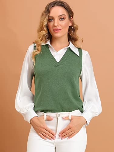 Image of Allegra K Women's V Neck Sweater Vest Knit Pullover Sleeveless Sweater Top