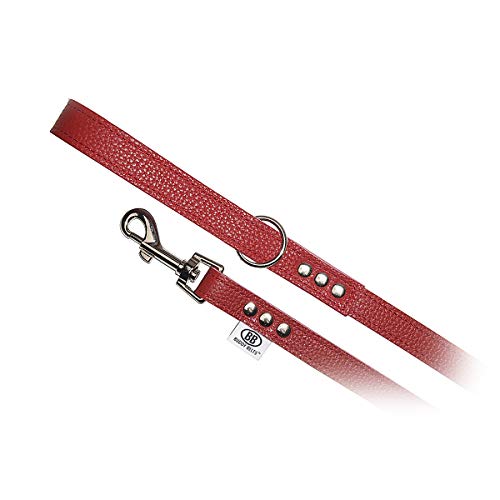 BUDDY BELT All Pebble Grain Leather Red Leash - Premium Edition (1/2" x 4')