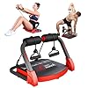 Ab Machine Ab Workout Equipment Sit Up Machine & Exercise Equipment Ab Crunch Machine for Stomach Workout Ab Core Trainer Abdominal Machine for Home Gym with Resistance Bands (Red)