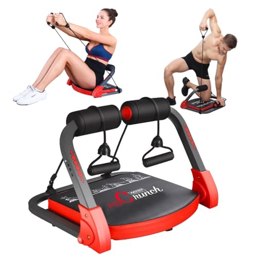 Ab Machine Ab Workout Equipment Sit Up Machine & Exercise Equipment Ab Crunch Machine for Stomach Workout Ab Core Trainer Abdominal Machine for Home Gym with Resistance Bands (Red)