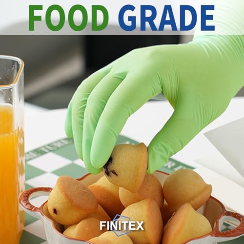 Image of Nitrile Disposable Green 3.5mil Powder-Free Latex-Free Medical Food Gloves | Powder-free, Latex-free,Food-grade,Industrial-grade,Green,Comfortable fit,Examination,Food Use,House Home Cleaning
