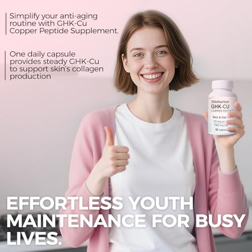 Image of GHK-Cu Copper Peptide Supplement, 120mcg High-Purity Supplement for Skin & Hair, Enteric-Coated for Maximum Absorption, Vegan & Gluten-Free (60 Count)