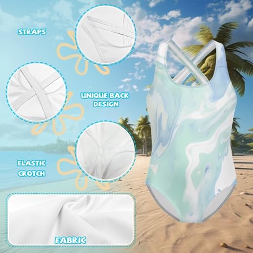 One Piece Halter Swimsuit for Girl Size 5-14 Breathable Beach Swimwear with Elastic Strap Cute Bathing Suit for Kid3