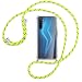 Produktbild mtb more energy® Handykette kompatibel mit Realme 6 Pro (6.6'') - Neon-Gelb gestreift - Smartphone Hülle zum Umhängen - Anti Shock Full TPU Case