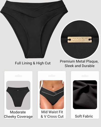 Zmart Women V Cut Cheeky Bikini Bottom - High Cut Bathing Suit Bottom Mid Rise Swim Bottoms Swimsuit3