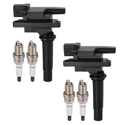 Image of 2-Pack UF276 Ignition Coils & 4-Pack 2262 Spark Plugs Kit Compatible with Mazda Protege 1999 2000 2001 2002 2003, L4 1.6L - Replaces 178-8255 C1223 5C1206 88921413 1788255 & more