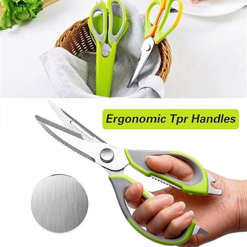 Image of Stainless Steel Meat Cutting Scissors for Kitchen | Multi Functional Kitchen Scissors for Fish, Chicken & Vegetable Cutting with Peeler, Bottle Opener, Nut Cracker & Magnetic Cover