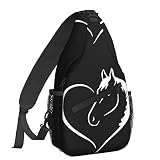 EujGvboU Galaxy Wolf - Bolso bandolera para mujer, bolso de hombro, casual, mochila para hombre, bolsa de pecho, gimnasio, ciclismo, viajes, senderismo, Caballo divertido, 7.5 X 3.5 X 15.3 Inches