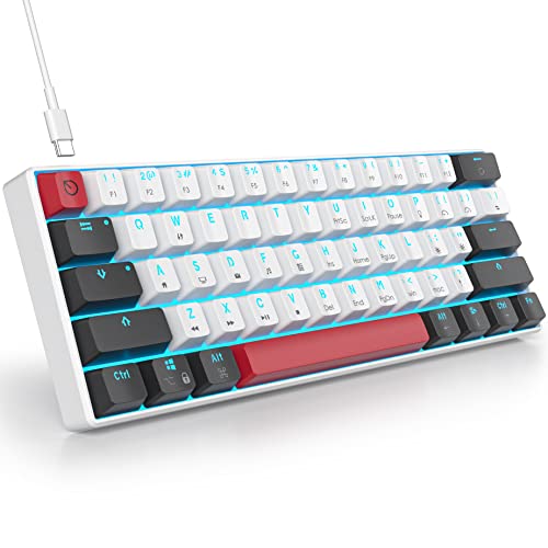 Image of 60% Mechanical Keyboard Mini Gaming Keyboard 60 Percent with Red Switch Wired Type-C Cable Mini Keyboard with Blue Light Backlight for Laptop /PC /Mac Gamer