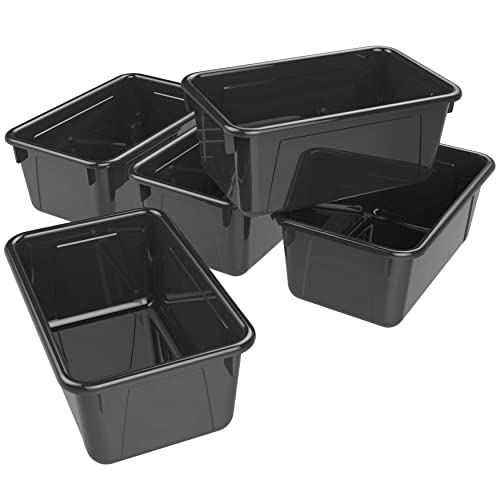 Image of Storex Small Cubby Bin, 7.8 x 12.2 x 5.1 Inches, Black, 5-Pack (62466E05C)