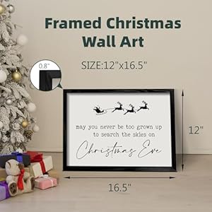Farmhouse Framed Christmas Wall Decor Sign 12”x16.5” May You Never Be Too Grown Up To Search The Skies On Christmas Eve Wall Art for Christmas Decorations Home Decor (Black) Farmhouse Framed Christmas Wall Decor Sign 12×165 May You Never Be Too Grown Up To Search The Skies On Christmas Eve Wall Art for Christmas Decorations Home Decor Black
