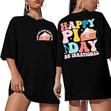 Happy Pi Day Shirt Women Math Teacher Shirts 3.14 Graphic Be Irrational Tee Casual Short Sleeve Tops Black