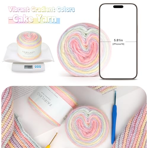 Katech 4x100g Gradient Cake Yarn for Crocheting Knitting-Multicolor Soft Rainbow Cotton Crochet Yarn-Perfect for Scarves, Shawls, Blankets, and Garments That Stand Out with Style(B)