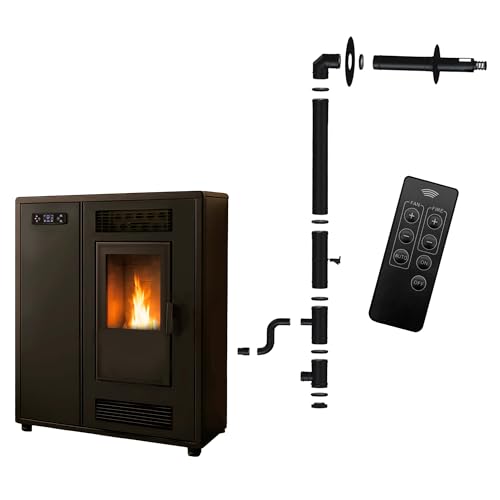 Stufa a pellet Slim Astral 12,2 kW nero Sannover + kit di installazione