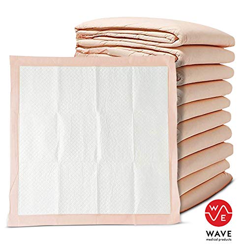 Wave Medical Disposable Incontinence Pads (100-Count) Bed Covers for Women, Men, Elderly, Kids | 6-Layer Super Absorbent Protection | Urine, Accidents, Liquid | Large 30” x 36” | 100g, 15g SAP