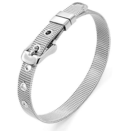 Ginooars 5pcs 8mm Stainless Steel Bracelets for 8mm Slide Charms -DIY Bracelet Making Supplies