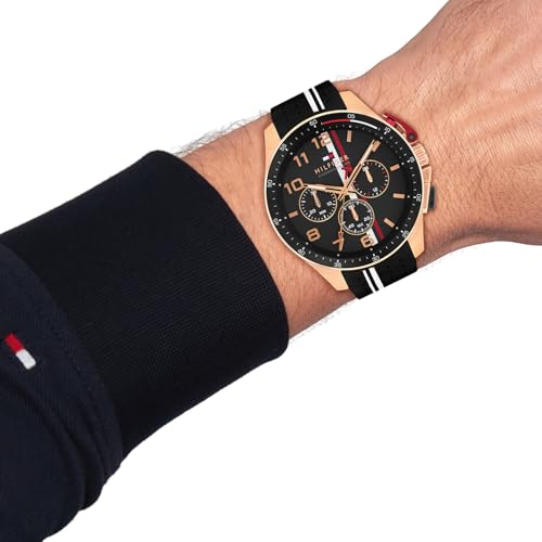 Image of Tommy Hilfiger Bank Quartz Analog with Black Dial Black Silicone Strap Watch for Men - TH1710709