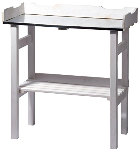 Preisvergleich Produktbild dobar® 29060e Pflanztisch aus Kiefernholz / Gärtnertisch Outdoor / Blumentisch Massivholz / Zinkablagefläche / Arbeitstisch für Garten / Terrasse / Balkon / 78 x 38 x 84 cm / Weiß