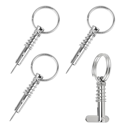 Pyntrax 4-Pack Quick Release Pins (1/4 Diameter) with Drop Cam & Spring - 0.86 Usable Length Full 316 Stainless Steel Marine Hardware for Bimini Top Boat & Pontoon