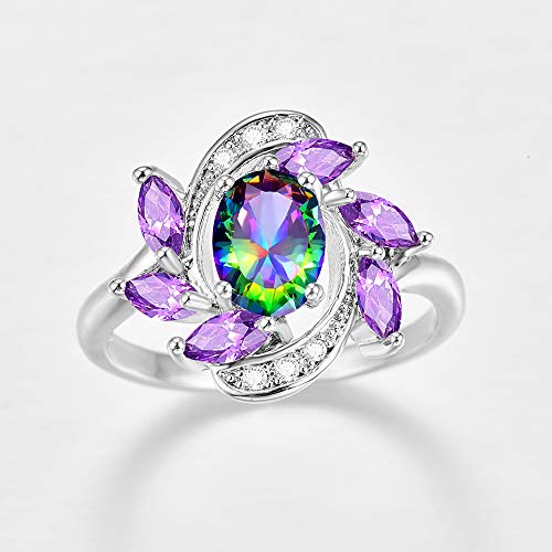 925 Sterling Silver Plated Simulated Blue Topaz Anniversary Ring for Women3