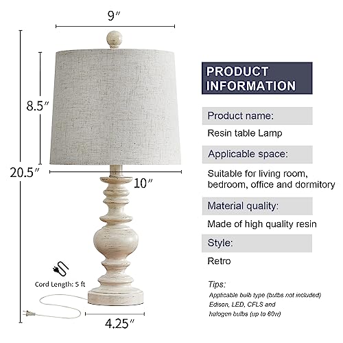 Bobomomo Resin 20.5 Inch Farmhouse Lamps For Bedrooms Retro Side Table Lamps Bedside Lamp For Side Nightstand Living Room,Suitable For Decorating Small Areas(1 Pack) thumb #5