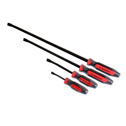 Image of Mayhew Tools 14065 Dominator Pro Pry Bar, Red, 4-Piece | Set of 8 inch, 12 inch, 25 inch & 36 inch Curved Pry Bars