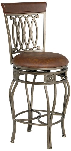 Hillsdale Montello 28-Inch Swivel Counter Stool, Old Steel Finish with Faux Brown Leather