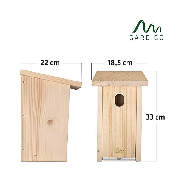 GARDIGO® Nistkasten für Gartenrotschwanz I Made in Germany, aus deutschem Holz, Vogelhaus, verschraubt, unbehandelt und… – Bild 5