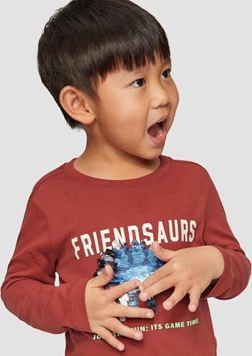 s.Oliver Junior Langarmshirt mit Wendepailletten Camiseta de Manga Larga con Lentejuelas Reversibles, 3840_rubí, 92 para Niños