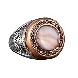 KAMBO Anillo para hombre con piedras preciosas de ágata natural, hecho a mano, anillo de plata de ley 925 para hombre (tamaño: 9,75), piedra preciosa de plata, ágata, Piedra preciosa plateada, Ágata