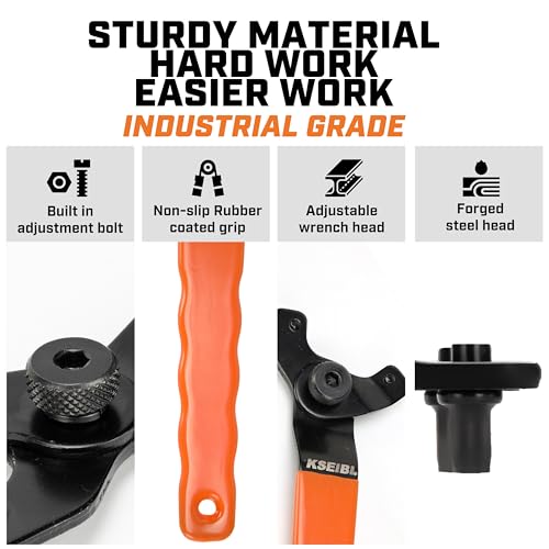 Image of KSEIBI 689048 Universal Adjustable Pin Angle Grinder Wrench for Flange Grinder Tool Machine from 4 Inch - 9 Inch Spanner