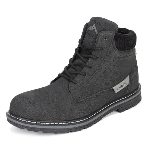 CC-Los Men's Winter Snow Boots with Sherpa Fleece Lining Waterproof Slip-Resistant Insulated Black