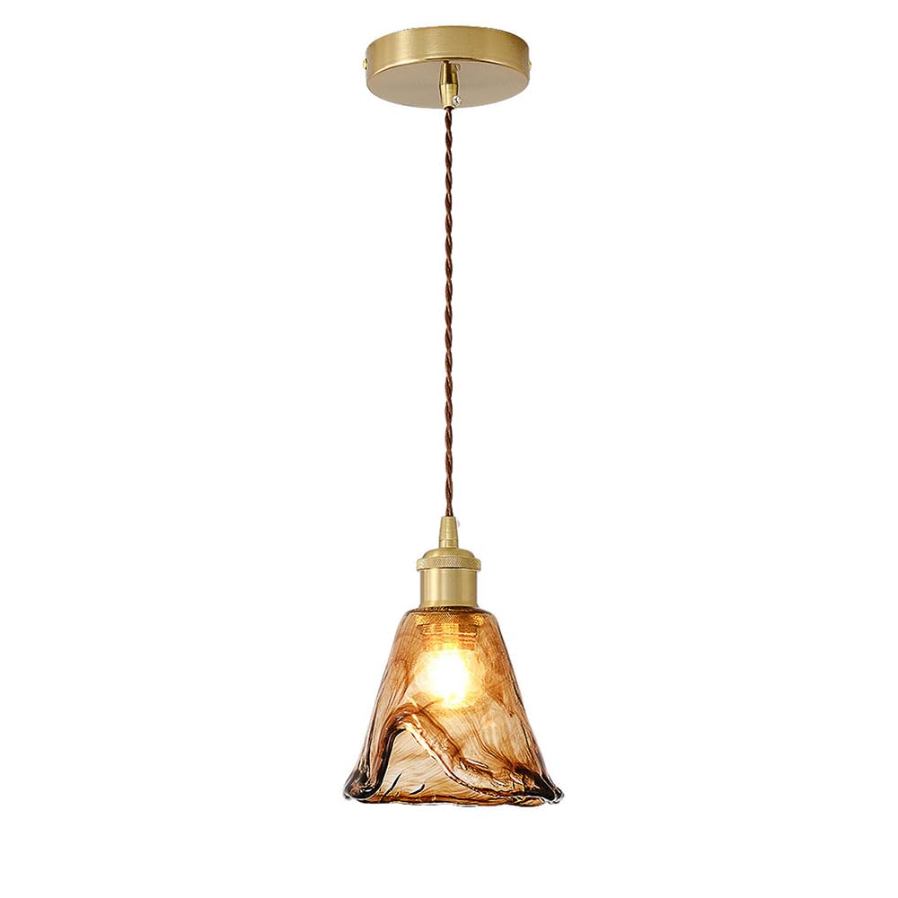 RSZCSMO Medieval 5.9-inch LED Bedroom Bedside Chandelier, American Retro Restaurant Cloakroom Glass Chandelier is Suitable for Bar Cafe Hotel,Lighting Fixture