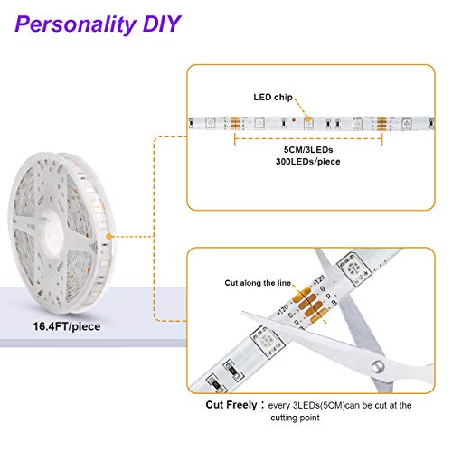 Dalattin Waterproof Led Lights Outdoor Led Strip Lights 32.8Ft Rgb 300 Leds Color Changing Led Rope Lights With 44 Keys Ir Remote, 2 Rolls Of 16.4Ft #TOP7