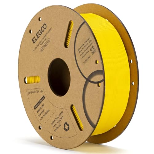 ELEGOO PLA Filament 1.75mm Yellow 1KG 3D Printer Filament Dimensional Accuracy +/- 0.02mm 1kg Cardboard Spool(2.2lbs) 3D Printing Filament Fits for Most FDM 3D Printers