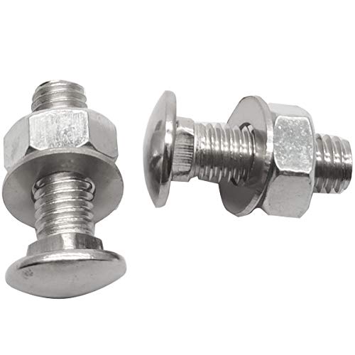 Image of 10Sets M8-1.25 25mm 304 Stainless Steel Carriage Bolts, Nuts, Flat Washers Kits, Plain Finish