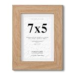 Fabian Clarke London® 7x5 Modern Oak Wooden Picture Photo Frame with White 6x4 Mount to Hang Portrait or Landscape