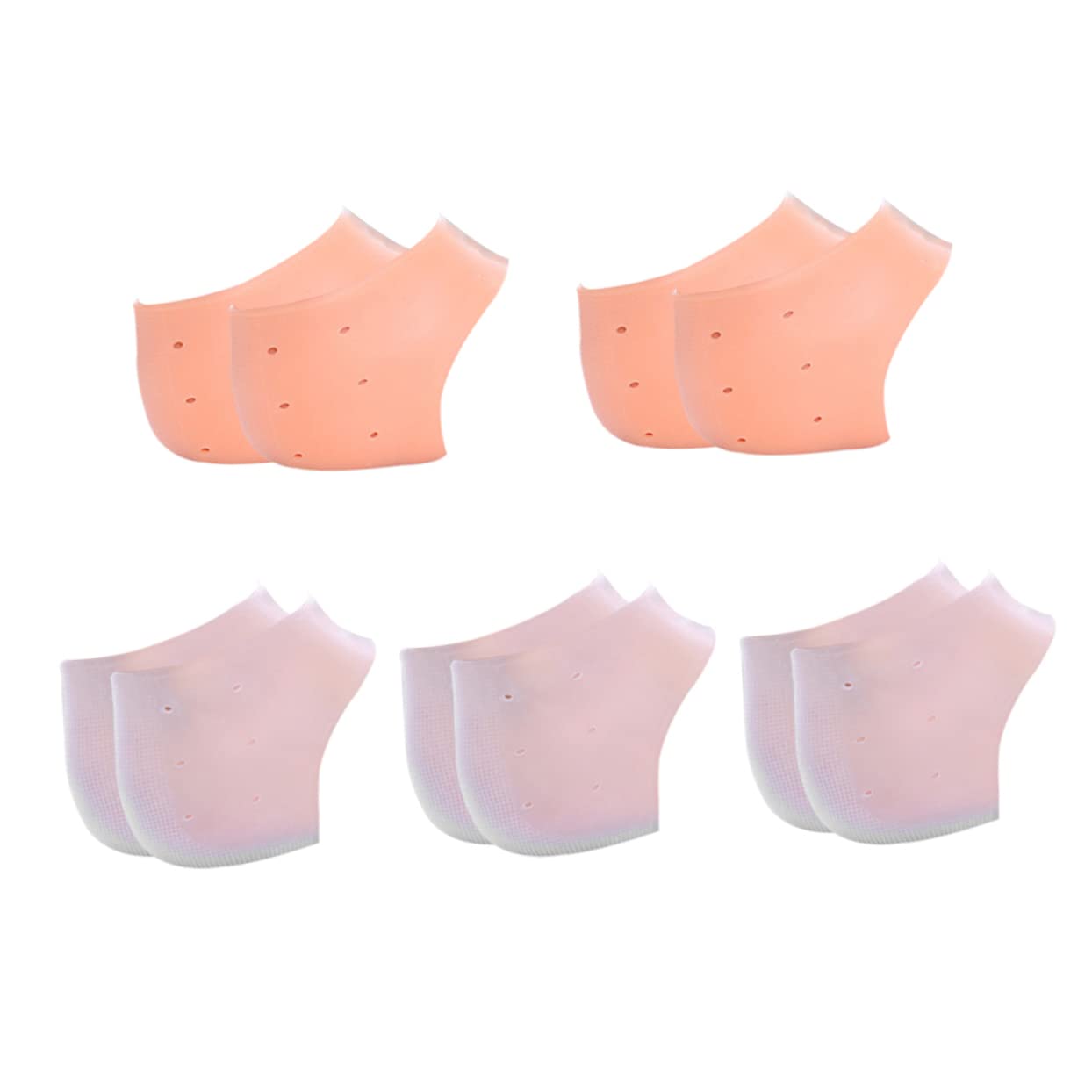 Anneome Silicon Heel Covers 5 Pack Protective Sleeve Socks Crack Set for Dry Cracked Heel Repair