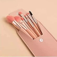 Rishvi 8 Pcs Brush Set With Pouch, Makeup Brushes Premium Synthetic Kabuki Professional Brush, Face Powder, Highlighter, Contour, Blending Eyeliner Orange(Multicolor)