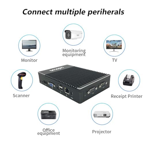 Image of Fanless Mini PC, CPU 6400T Up to 1.6GHz Quad-Core Industrial Small Computer, Dual Display, Gigabit Ethernet, Wi-Fi, Blue-Tooth, USB 3.0 Fanless Mini Desktop PC(8GB DDR3 RAM128GB SSD)