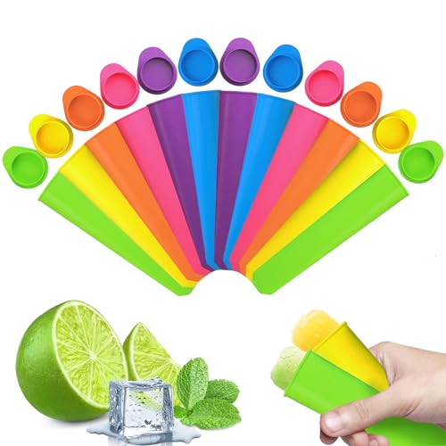 Darryy Moule a Glace en Silicone, 12 Pièces de Moule à Popsicle - Moules à Glace Réutilisables en 100% Silicone Alimentaire - Sans BPA - Pratique, non Toxique et Respectueux de l'environnement
