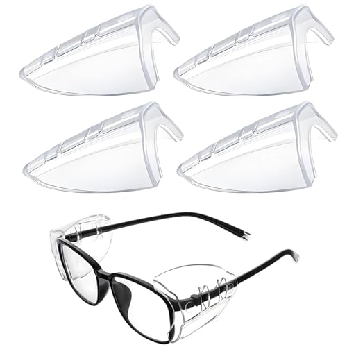 CERCTLA Protectores Laterales de Gafas, 2 Pares Anteojos Seguridad Protector Transparente Antideslizante, Antideslizantes Gafas Flexible, Agregue Más Protección para Se Adapta a Pequeños Medianos