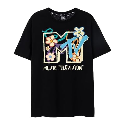 MTV Women's Black Floral Graphic Tee Cover