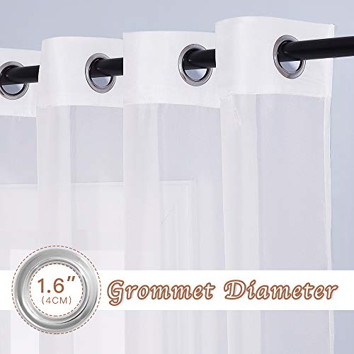 Image of NICETOWN Sheer Curtains for Windows 84 inch Length - Ring Top Voile Textured Soft Lightweight Curtains and Drapes Elegant for Bedroom /Kitchen /Living Room, Ivory, 2 Panels=74 inch W